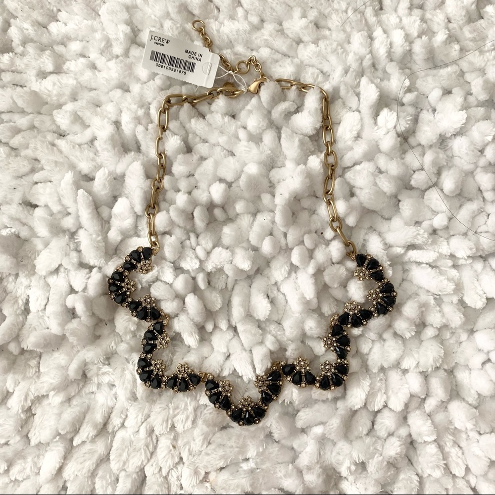 NWT J. CREW Gold tone and Navy stone necklace